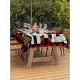 thumbnail image 2 of Outdoor Tablecloth with Umbrella Hole and Zipper, Valentine's Day Rectangle Table Cloth 52x70 Inch Waterproof Tablecloth, Black Red Strip Love Hearts Plaid Picnic Table Cover for Patio Camping, 2 of 7