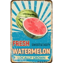 Fresh Watermelon Sweet & Tasty Locally Grown Farm Decor Iron Poster Painting Tin Sign Vintage Wall Decor for Cafe Bar Pub Home Beer Decoration Crafts