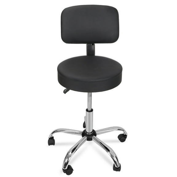 HYJY Home Office Stool with Wheels Height Adjustable Swivel Stool Pedicure Adjustable with Wheels Salon Back Support Spa Low Drafting Small Bar Wheels - Black