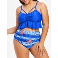 thumbnail image 1 of Tamaño más estrellas de mar modelan acanalada Tankini del traje de baño Rosegal Vestidos Estampados Tallas Grandes, 1 of 5