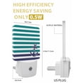 thumbnail image 3 of Night Lights Auto Sensor Teal Stripes Plug-in LED Nightlights Lamp Dusk to Dawn for Living Room, Bedroom, Bathroom, Hallway, Stairways Home Wall Decor, Navy Blue Nautical Anchor Night Light, 3 of 9