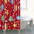 thumbnail image 4 of Red Cartoon Dinosaurs Arrows Pattern Shower Curtain 84"x72" ,Bathroom Decorative Shower Curtains Set with 12 Hooks,Modern Waterproof Washable Shower Curtain, 4 of 6