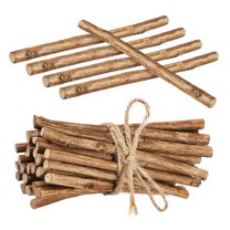 SEWOART Craft Wooden Sticks, Smooth Cuts, Bark Covered, Multi-Color, 50Pcs