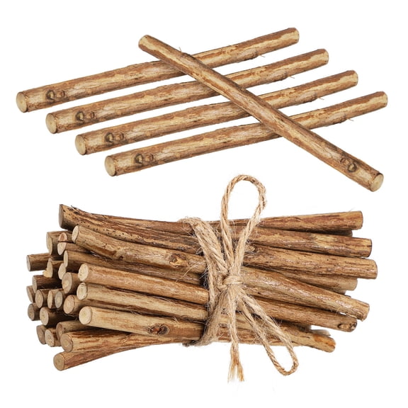 SEWOART Craft Wooden Sticks, Smooth Cuts, Bark Covered, Multi-Color, 50Pcs