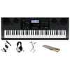 Casio WK6600 76-Key Premium Keyboard Pack with Stand, Power Supply, On-Stage Dust Cover and Samson HP30 Closed-Cup Headphones