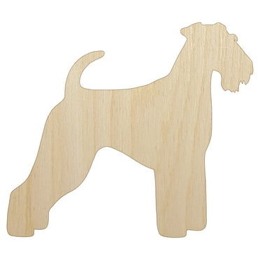 Airedale Terrier Bingley Waterside Dog Solid Wood Shape Unfinished Piece Cutout Craft DIY Projects - 4.70 Inch Size - 1/8 Inch Thick