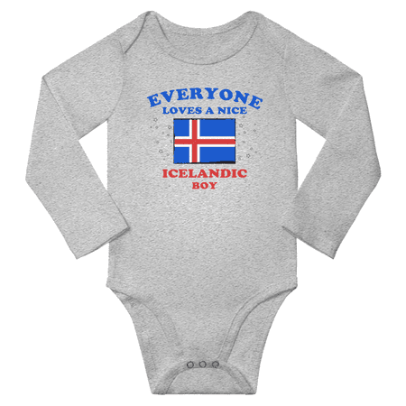 

Everyone Loves a Nice Icelandic Boy Baby Long Slevve Bodysuit (Gray 6-12 Months)