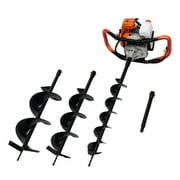 Wuzstar 52cc Gas Powered Earth Auger Post Hole Digger Earth Digger for Garden Farm Plant Fence Ground Drill With 3 Bits & 1 Extension Rod