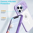 thumbnail image 4 of WATEFULL Compatible with iPhone 15 Pro Clear MagSafe Case with Slide Camera Cover Protector,[Action Button Access] [Strong Magnets][Anti Yellow] Shockproof Case with 1 Screen Protector(Purple), 4 of 9