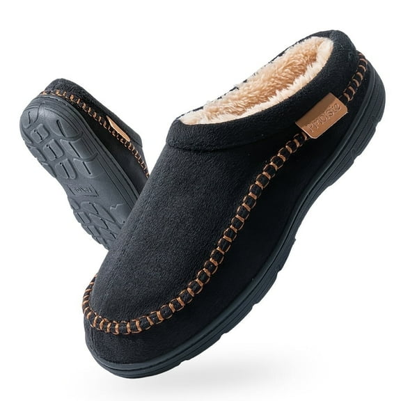 Pmoiste Mens Moccasin Slippers Soft Suede Comfy Memory Foam Warm Winter Plush Casual Male Slipper