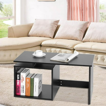 Walfront Modern Stylish Coffee Tea Table Living Room Tables With Base Storage Shelf