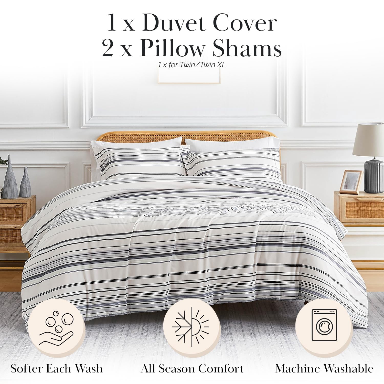 Coastal Stripes Reversible Duvet Cover Set