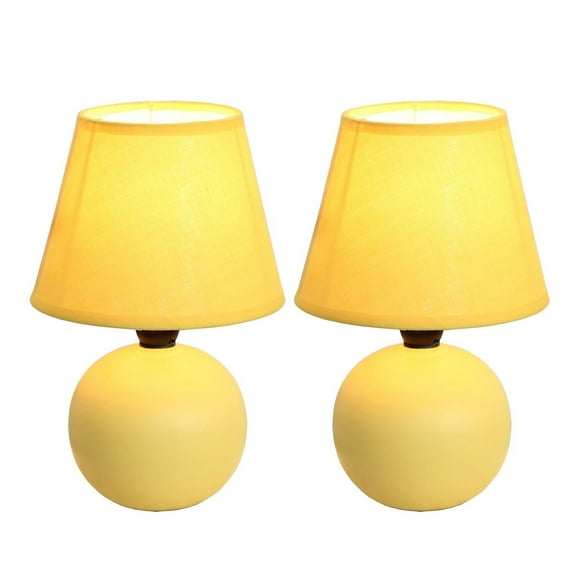 Simple Designs  Mini Ceramic Globe Table Lamp 2 Pack Set