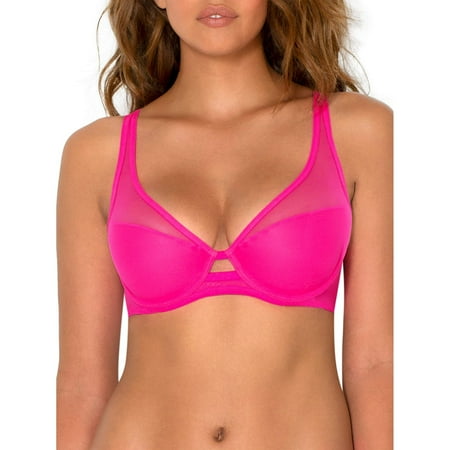 Smart & Sexy Women s Mesh Plunge Bra  Style SA1389  Electric Pink (Mesh)  Clothing Size:38DDD