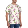thumbnail image 2 of Vsdgher Tulips Flowers Print Men's Dry Fit Mesh Athletic Shirts Moisture Wicking Tennis T-Shirt Tops, 2 of 9