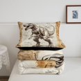 thumbnail image 5 of Homewish Woodland Dinosaur Twin Comforter Sets,Minimalist Sketch Dino Bedding Set,Brown,Black Reversible,2 Pieces,1 Comforter and 1 Pillowcase, 5 of 7