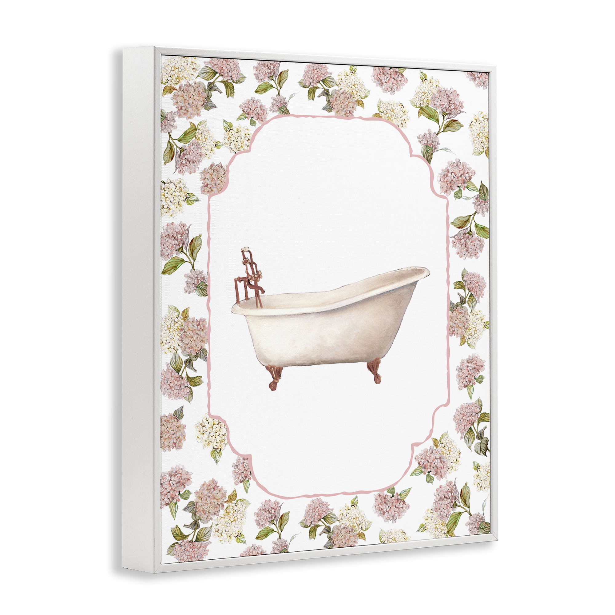 Stupell Industries Elegant Hydrangeas Bathtub White Framed Giclee Art, design by Carol Robinson
