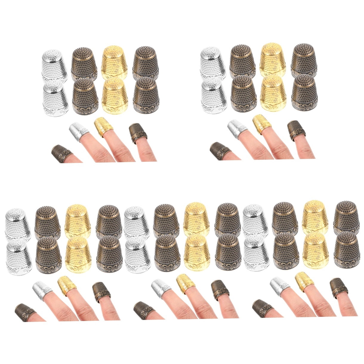 40 Pcs Portable Sewing Thimbles Copper Sewing Protectors Professional Finger Thimbles