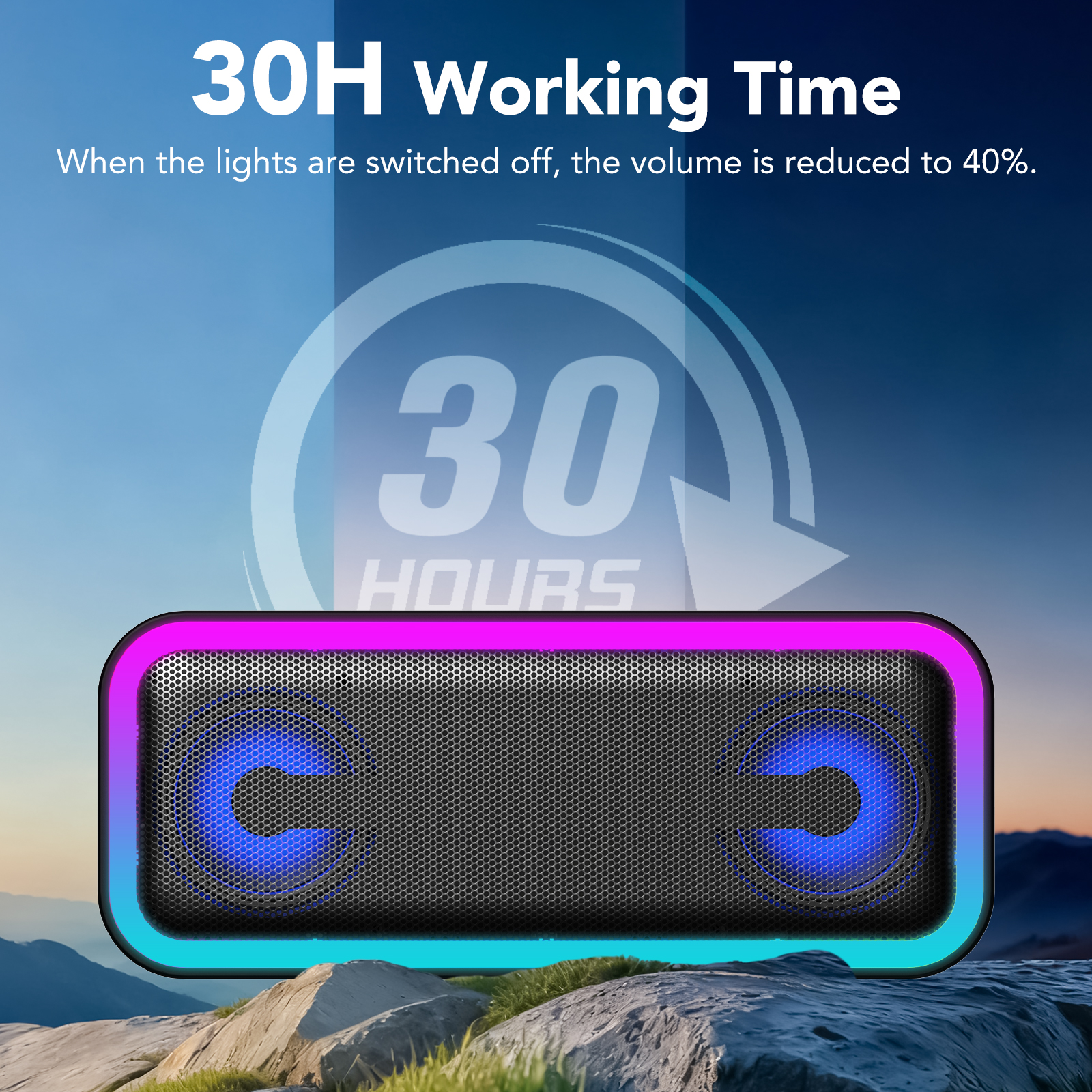 IKT 40W Waterproof Portable Bluetooth Speaker with LED Lights photo 5