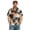 Black, variant on Cotton Linen Shirts for Men Cute Cat Print Collared Short Sleeve Summer Button Down Shirt Animal Graphic Casual Tees with Chest Pocket Dark Gray M