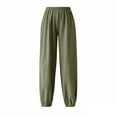 thumbnail image 6 of ZVAVZ Cotton Linen Joggers Pants for Women High Elastic Waisted Lounge Pants Lightweight Casual Travel Vacation Slacks with Pockets A-Army Green S, 6 of 9