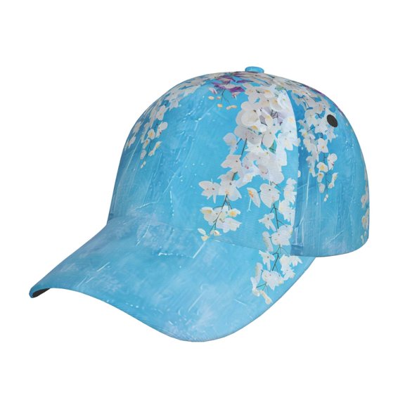 Gaeub Hanging Orchids Floral Blue Print Baseball Caps,Adjustable Hat, One Size,Fashion Adjustable Dad Hats for Men/Women