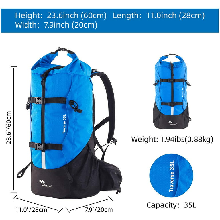Daypack Hiking Backpack Women Men Waterproof 35L Large Capacity Lightweight  Fashionable Backpacking Pack for Outdoor Sports Camping Travel 