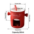 thumbnail image 2 of Ceramic Fondue Pot Set for Chocolate & Cheese, Tealight Powered Melting Warmer with 1 Fork for Parties, 2 of 10