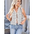 thumbnail image 6 of Women'S 2025 Summer Trendy Crochet Knit V Neck Sleeveless Tie Front Striped Sweater Vests Beach Outfits White L, 6 of 7