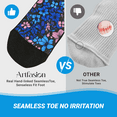 thumbnail image 3 of AMITOFO Diabetic Socks for Women, Non Binding Top, Seamless Toe, Loose Fit, Ultra Stretch Design for Swollen Legs, Edema, Elderly, Blue Flower, 11-13, 3 of 8