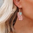 thumbnail image 3 of KDSJSXW Gold Pearl Earrings Usa American Flag Dangle Shining Teardrop Crystal Drop Earrings for Women Patriotic 4Th of July Independence Day Gift Sparkling Rhinestone Vintage Earrings (B,One Size), 3 of 4