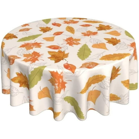 

Fall Leaf Tablecloth Round 60 Inch Fall Watercolor Maple Leaf Table Cloth Waterproof Rustic with Wrinkle Resistant Thanksgiving Tablecloth for Picnic Home Kitchen Outdoor Party