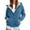 Blue, variant on Womens "Smile" Graphic With Heart Detail Fleece-Lined Hoodies Full Zip Design Side Pockets Relaxed Fit Casual Morning Cozy Wear Hoodies