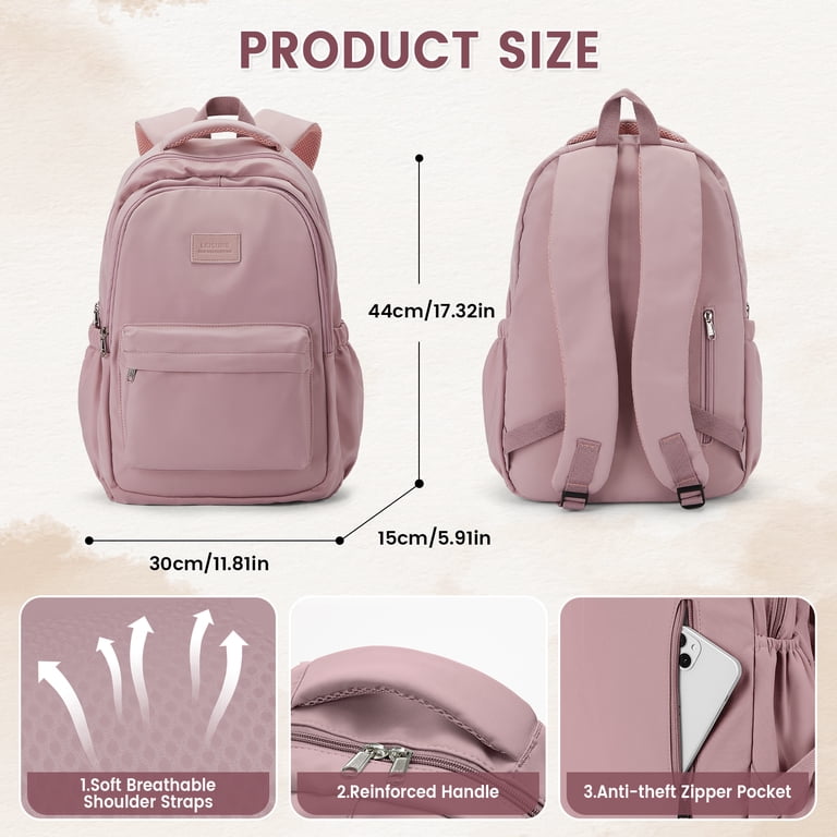 Mildame Aesthetic Backpack For Teens - Lightweight School Bag With Cute Pendant, Waterproof & Durable, Red/White Style