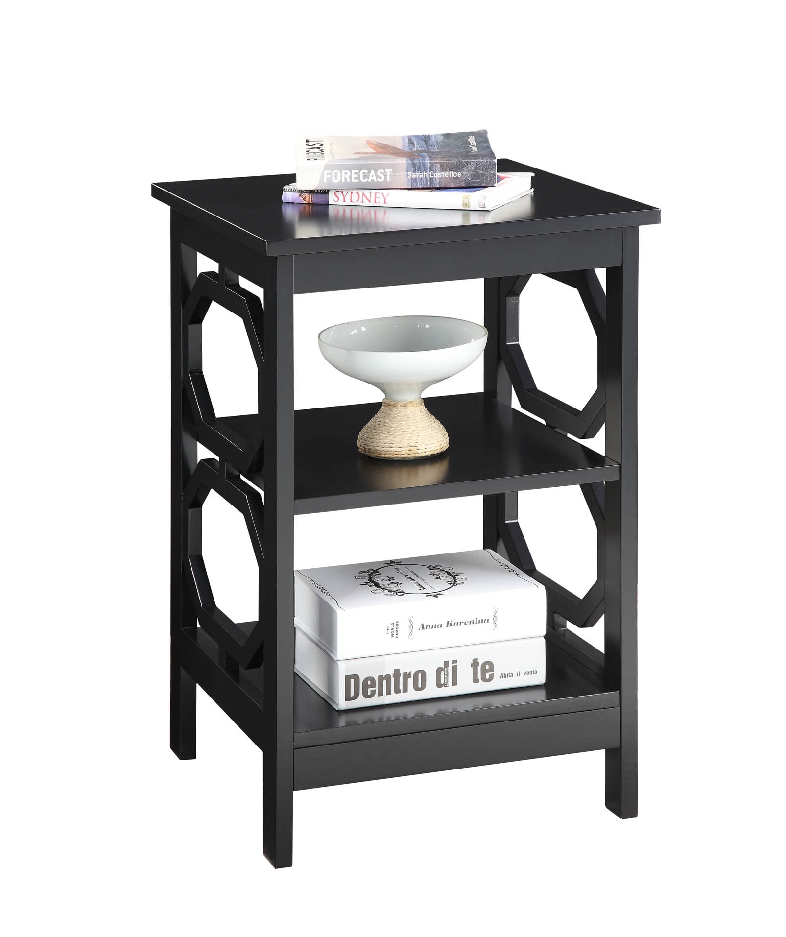 Convenience Concepts Omega Square End Table in Black Wood Finish