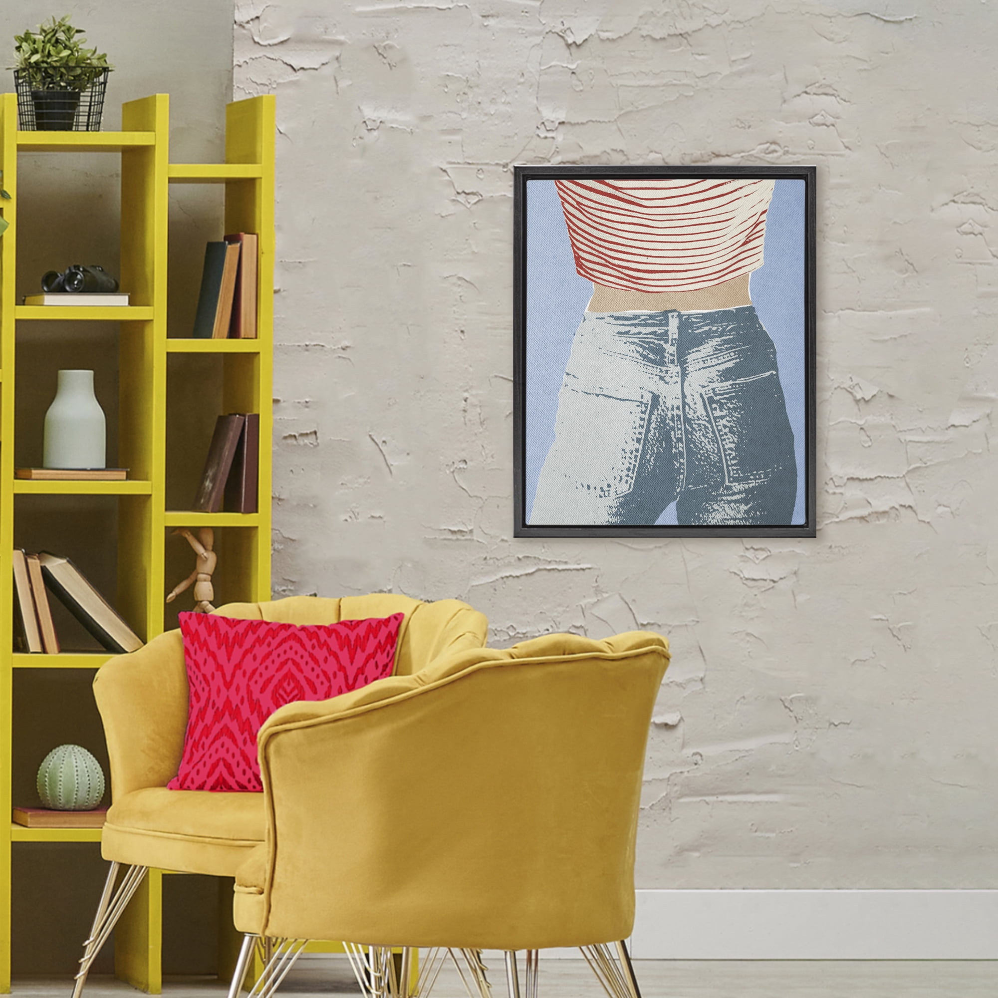 Stupell Industries Favorite Jeans Vintage Black Framed Floater Canvas Wall Art, design by Victoria Barnes