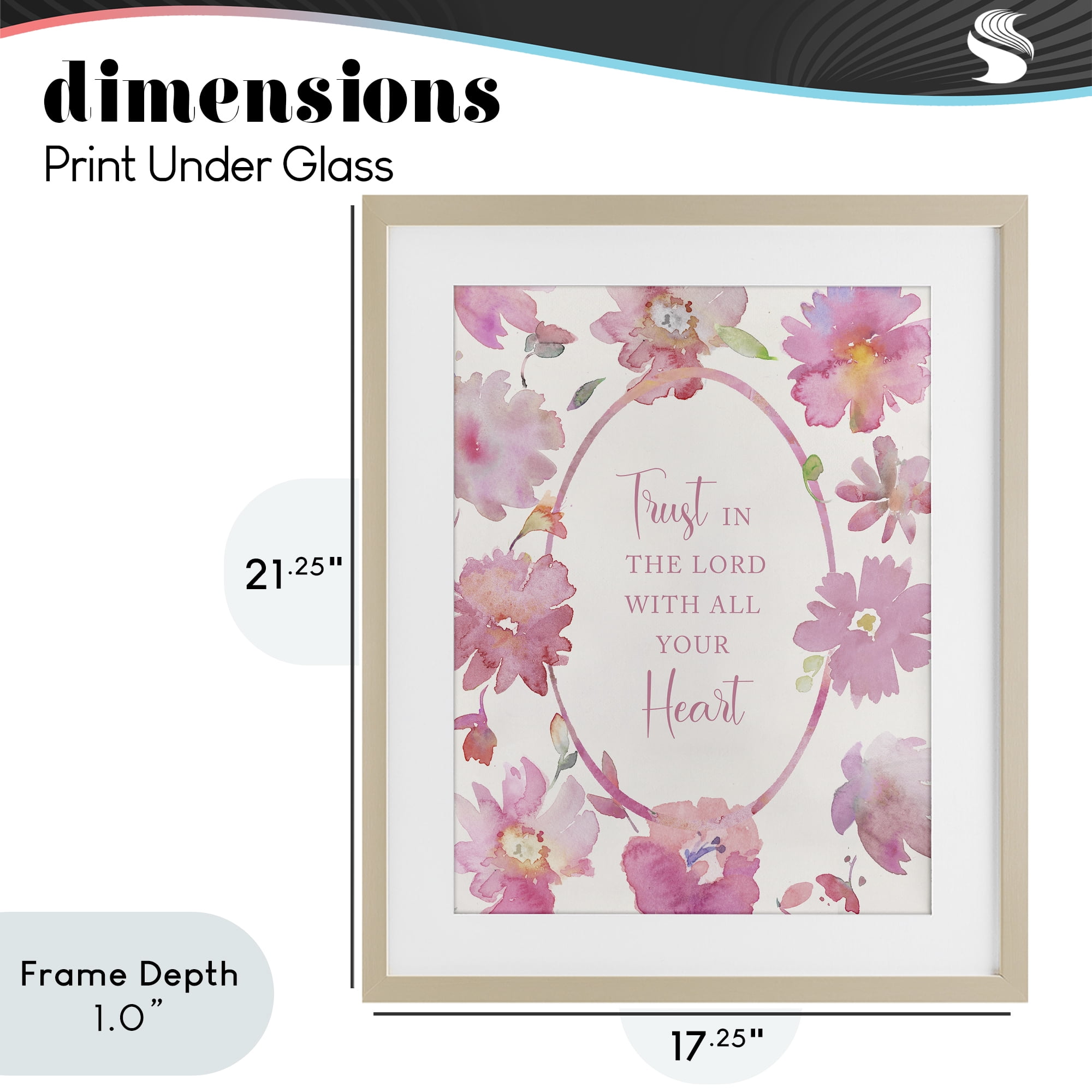 Stupell Industries Trust In The Lord Pink Blooms Birch Framed Print Under Glass, design by Theresa Heidel