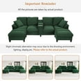 thumbnail image 6 of Harper & Bright Designs Modular Sectional Sofa Set with 2 Storage Ottoman and Cup Holder, U-Shaped Couch with Console, Corduroy Upholstered Sectional Sofa with USB Ports, Green, 6 of 18
