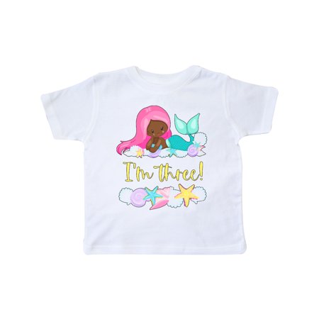 

Inktastic I m 3 Mermaid with Pink Hair and Shells Gift Toddler Boy or Toddler Girl T-Shirt