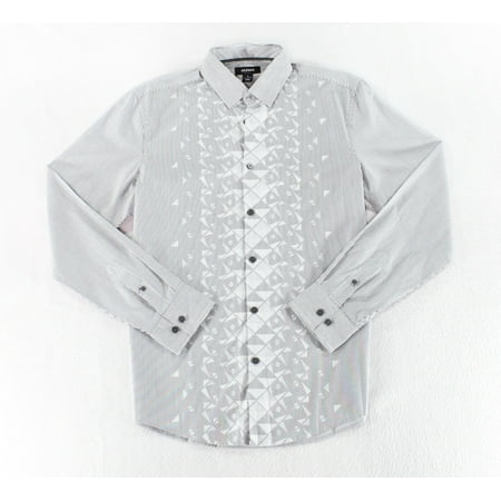 - Alfani NEW Black Geometric Stripe Print Mens Size 2XL Dress Shirt