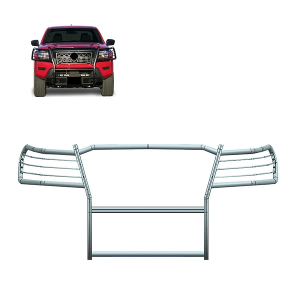 Black Horse Grille brush Bumper Guard Modular Black Compatible with 2022-2025 Nissan Frontier-17NI22MA
