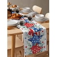 thumbnail image 6 of Table Runner Dresser Scarves 108 Inch Long,Independence Day Red Blue Star Poppy Linen Dining Table Runners Flower Green Leaves on Plaid Tabletop Scarf for Wedding Holiday Party Kitchen, 6 of 9