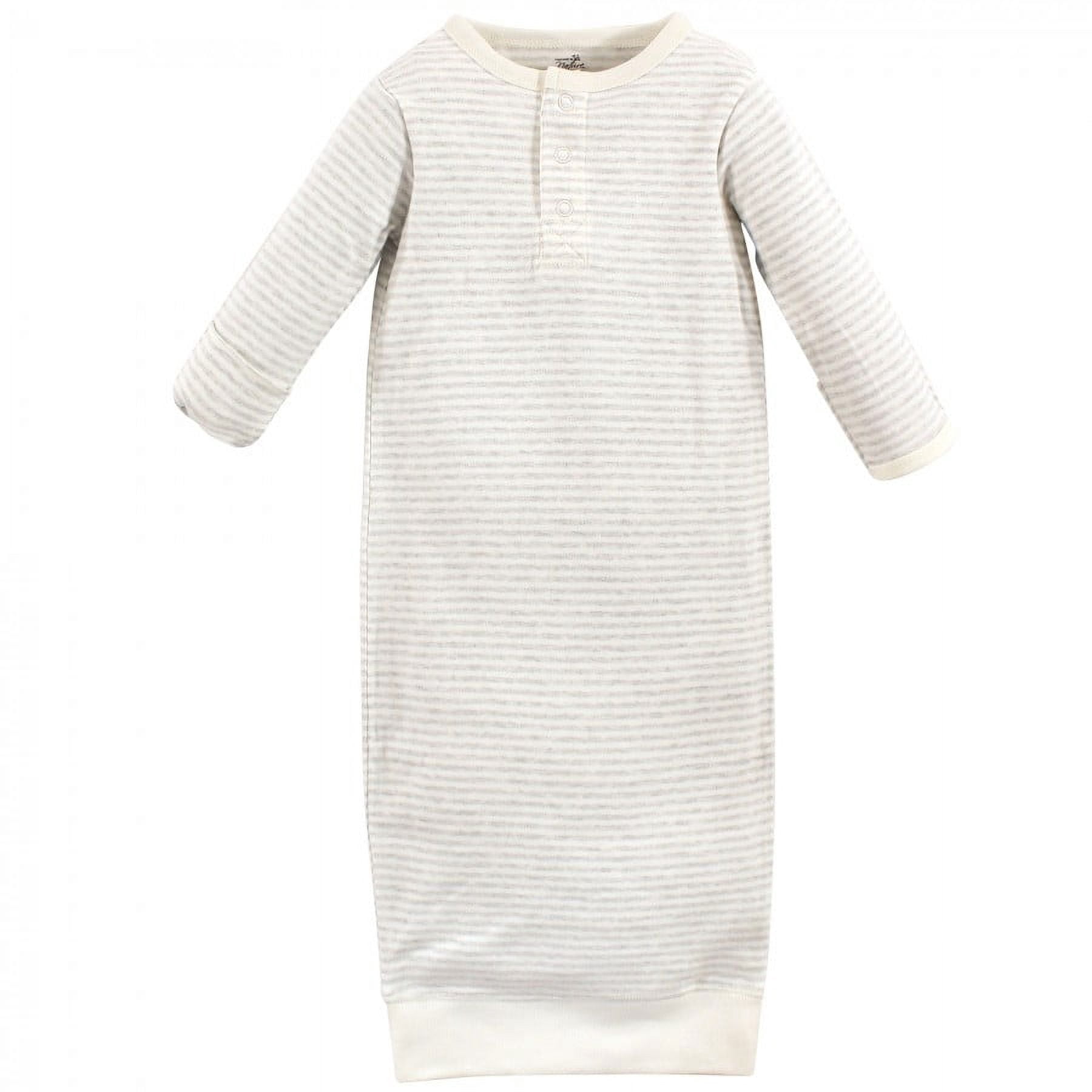 Touched by Nature Baby Boy Organic Cotton Henley Long-Sleeve Gowns 3pk, Hedgehog, 0-6 Months