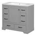 thumbnail image 7 of Grey 36" Bathroom Vanity With Sink. Solid Wood And Made. 6 Drawers, Adjustable Shelf & Functional Divider. Ceramic Fashionable Style. Assembly Needed Sink, Grey. . Drawers Contemporary Taste., 7 of 7