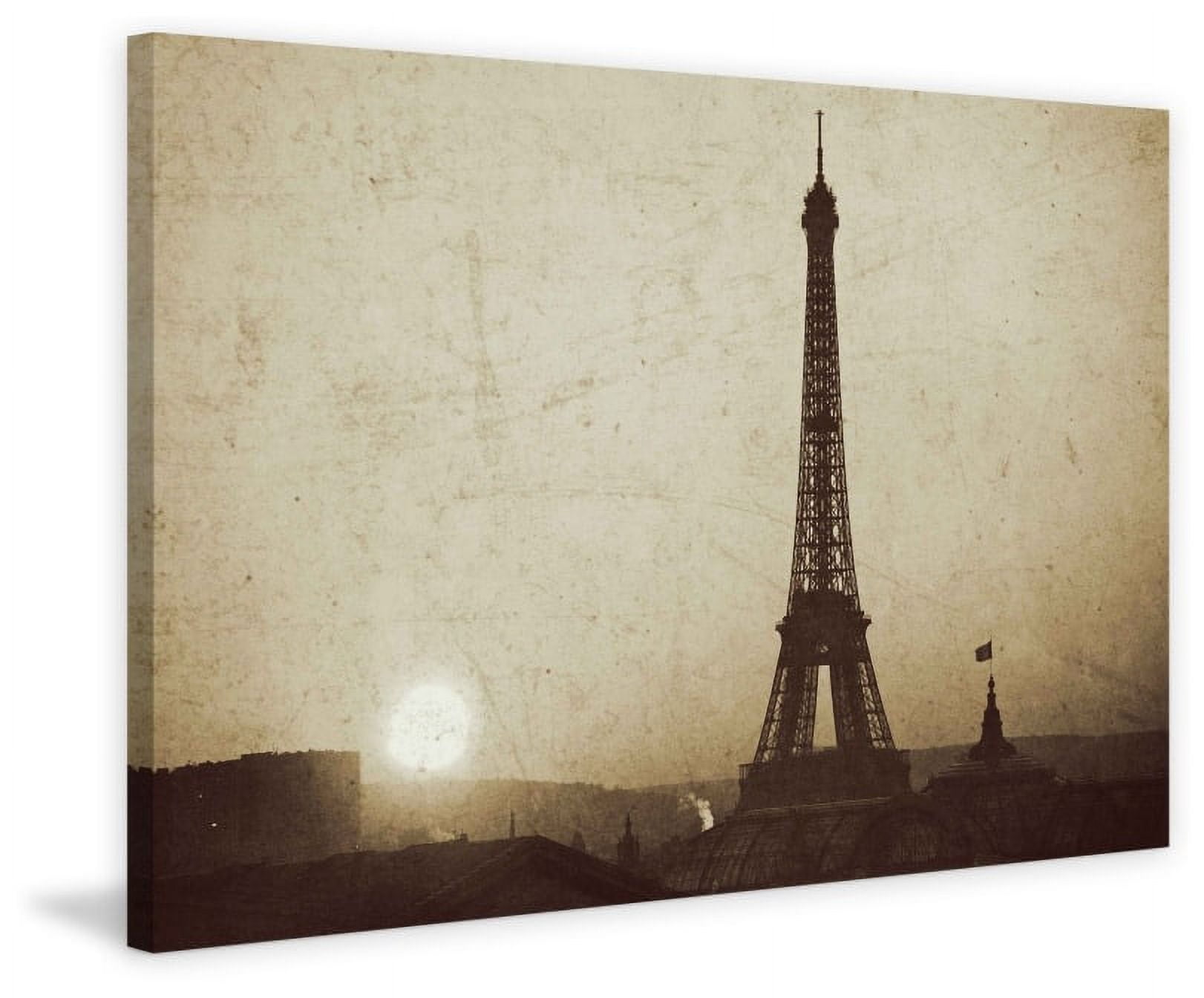 "Eiffel Tower and Setting Sun" Painting Print on Wrapped Canvas