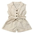 thumbnail image 1 of Baby Girl Summer Short Sleeve One-Piece Romper with Belt Clothes Set, 1 of 4