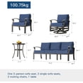 thumbnail image 4 of Gotland Aluminum Patio Furniture Set,6 Pieces 7 Seat Metal Outdoor Furniture Conversation Set w/Swivel Chairs,Navy blue, 4 of 5