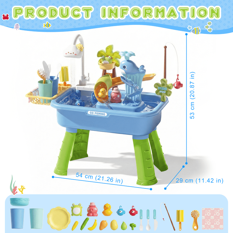KEYAHAPPY 4-in-1 Water Table, Kitchen Sink & Fishing photo 8