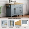 thumbnail image 5 of Harper & Bright Designs Kitchen Island with Drop Leaf, Rolling Kitchen Islands on Wheels with Drawer, Kitchen Storage Island with Adjustable Shelf, Blue+Grey, 5 of 10