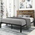 thumbnail image 6 of Amolife Full Size Platform Bed Frame with Wood headboard and Metal Slats, Rustic Country Style Mattress Foundation, Dark Brown, 6 of 6